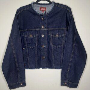 JOHNNY WAS SASSON Cropped Denim Jean Jacket Women’s Dark Wash Boho Pockets M